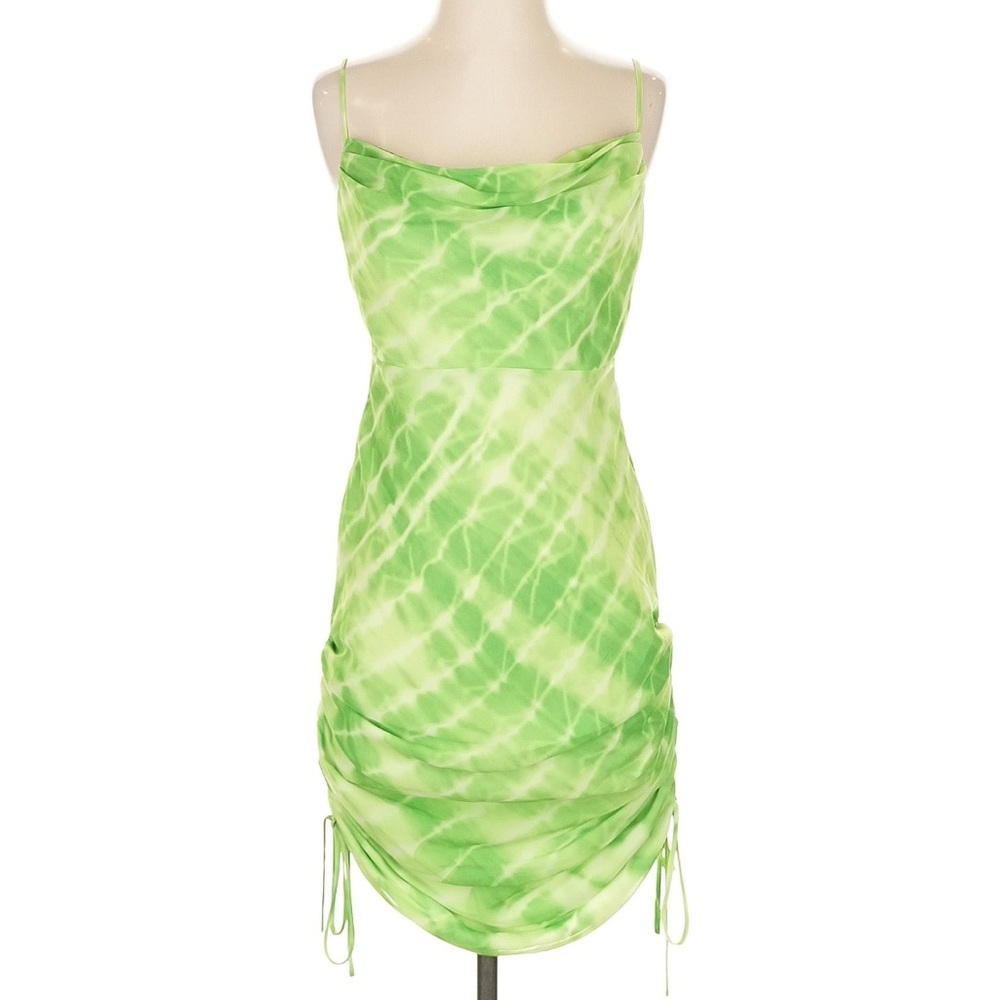 Revolve Lime Green Tie-Dye Mini Dress